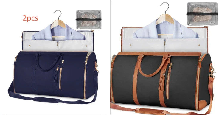 Spacious Travel Duffle Bag: Versatile Women's Handbag with Foldable Suit Compartment and Waterproof Design