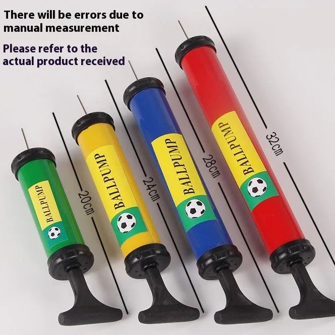 Mixed colour manual plastic pump for inflating sports balls and balloons