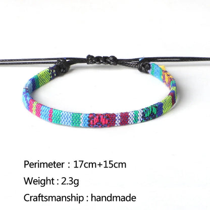 Hand woven rainbow colour bohemian style anklet for men and women