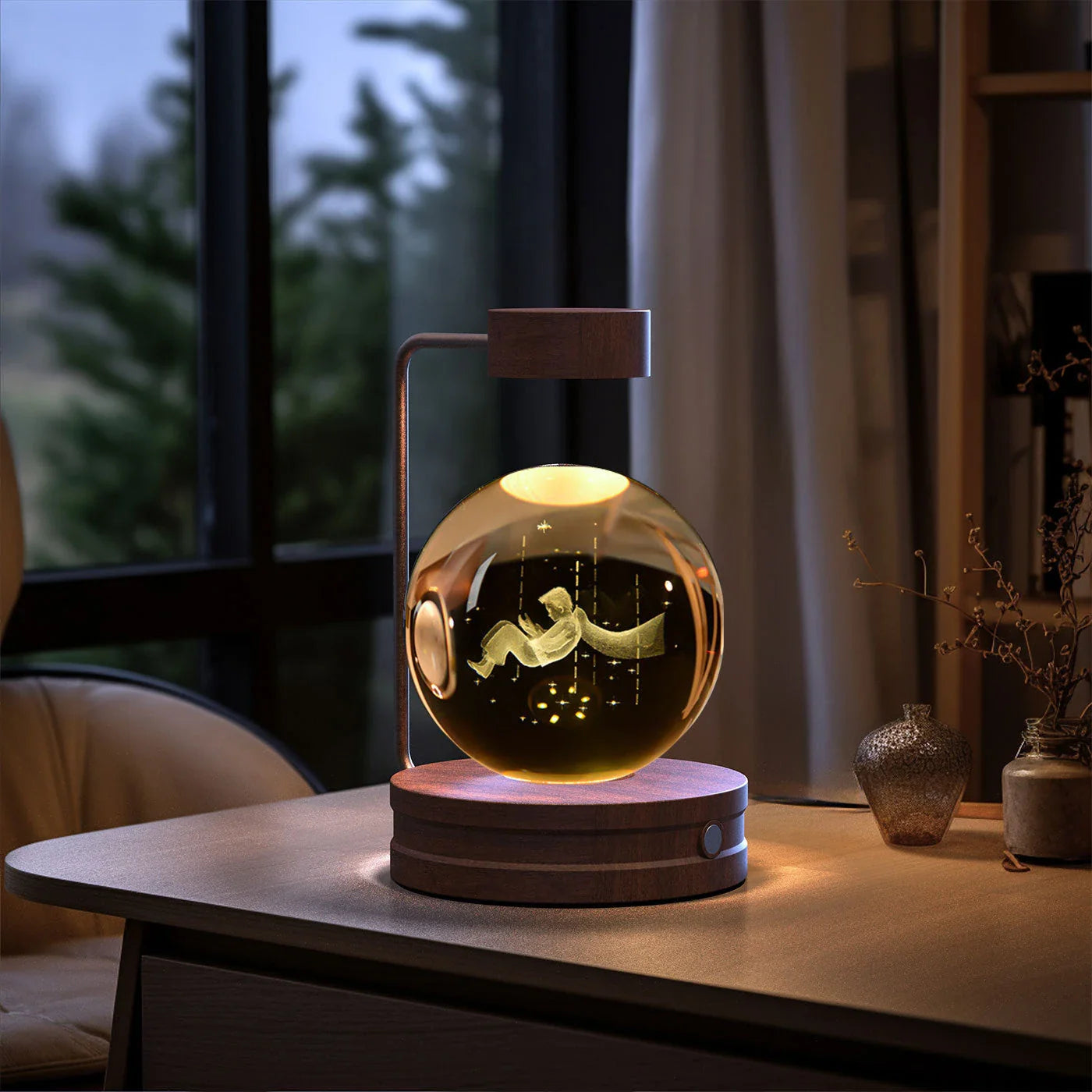 Dazzling crystal ball nightlight with captivating cosmic designs, creating a warm, soothing ambiance in your home