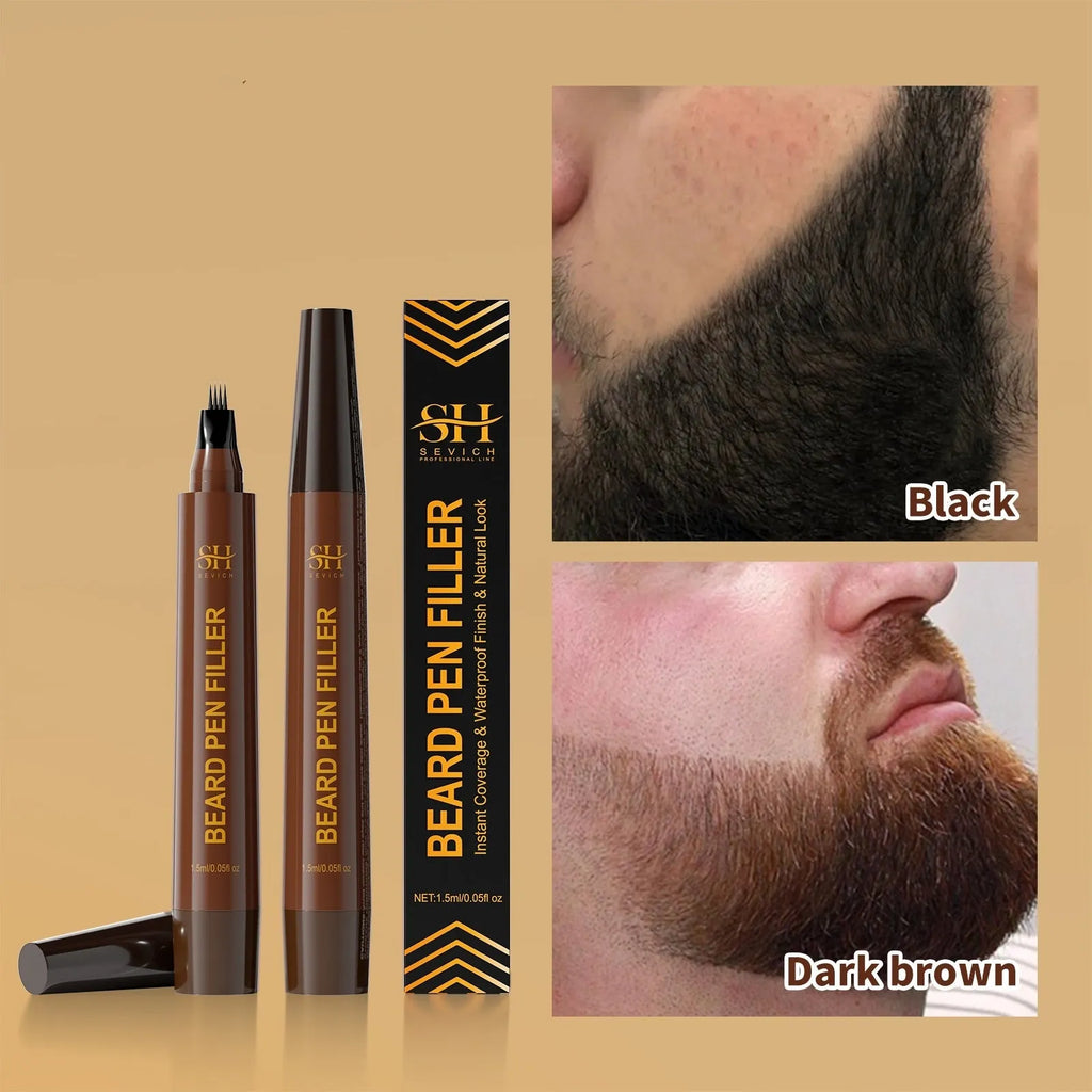 Men's beard and eyebrow filler pencil in black and dark brown colours with sweatproof waterproof properties