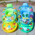 Inflatable baby swimming ring with cartoon pattern and built-in seat, 65x45cm inflated size