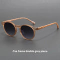 Retro style frosted round rim sunglasses shown in leopard print and grey colour options.