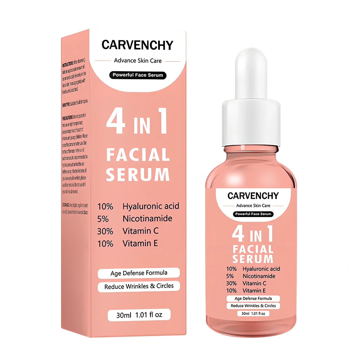 Advance Skin Care 4-in-1 facial serum bottle, 30ml universal essence for all skin types with dropper