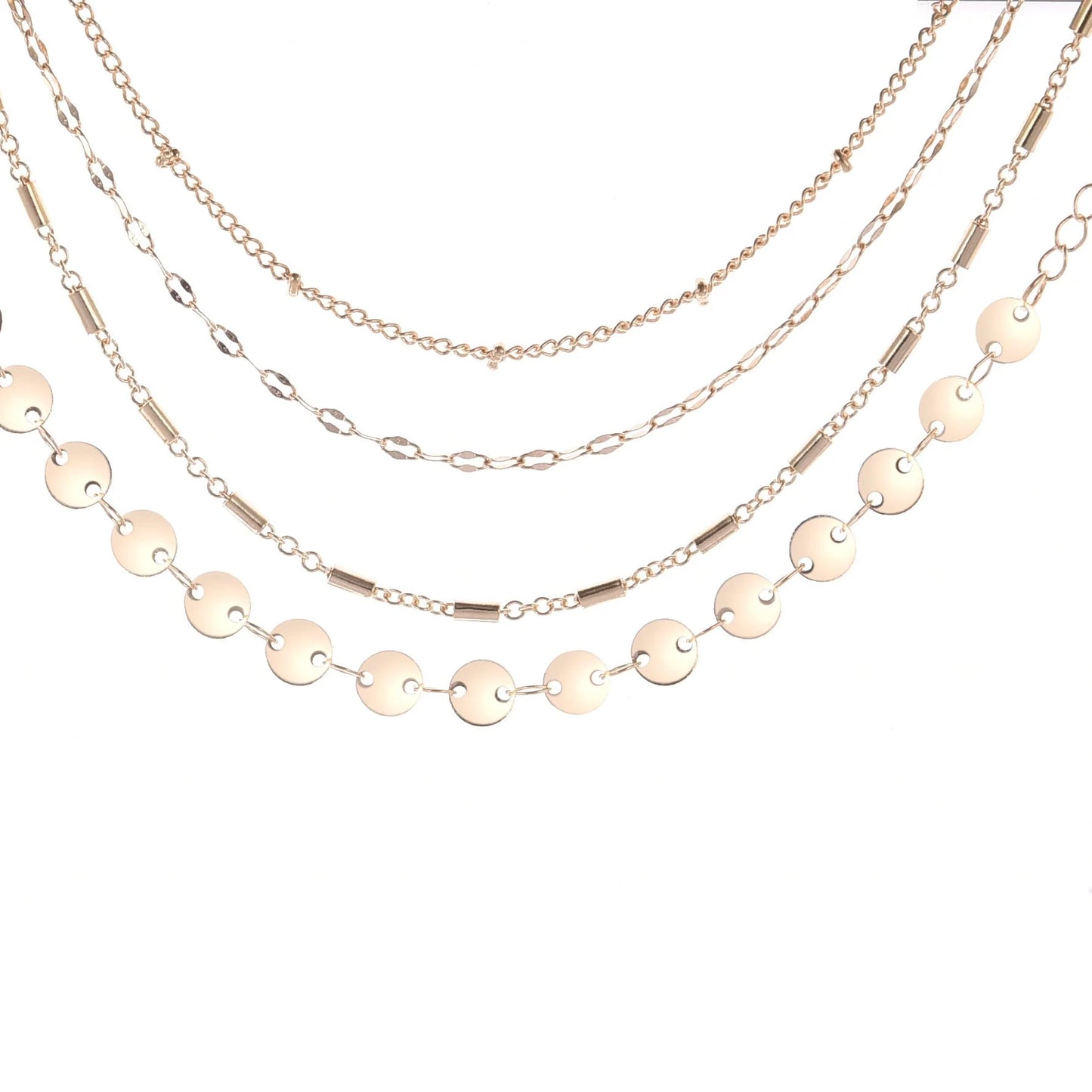 4-pack electroplated alloy bracelets in gold and silver with geometric designs