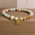 Blue freshwater pearl and Shoushan stone women's bracelet with butterfly pendant in minority-inspired design