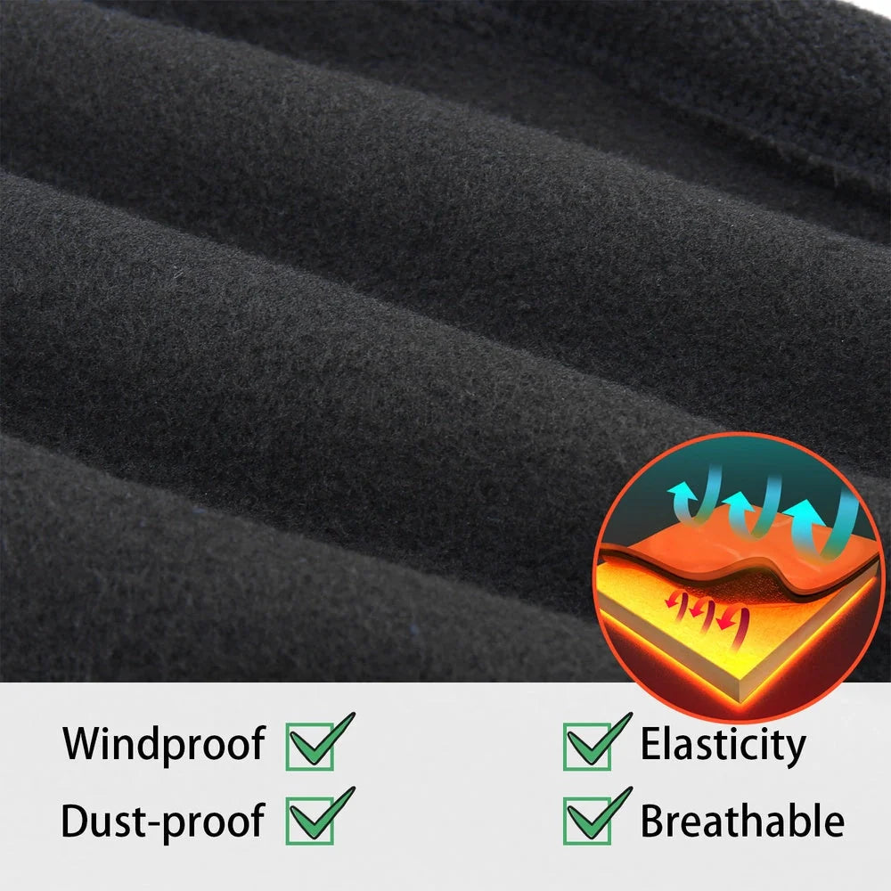 Winter fleece tube scarf mask in black and gray, offering windproof and UV protection