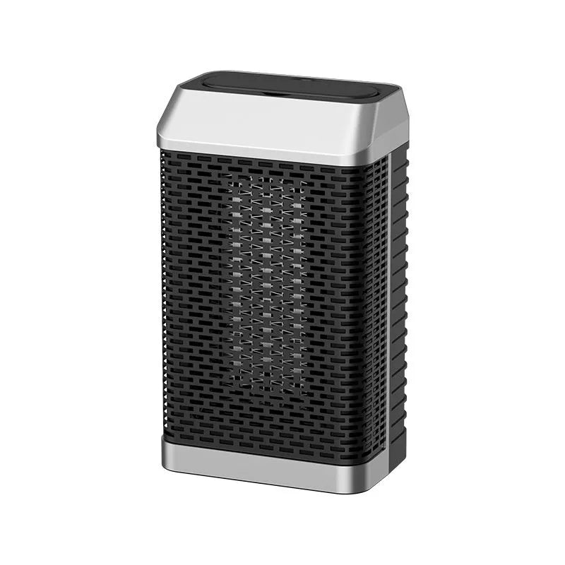 Black remote control desktop heater with shaking head function and digital controls