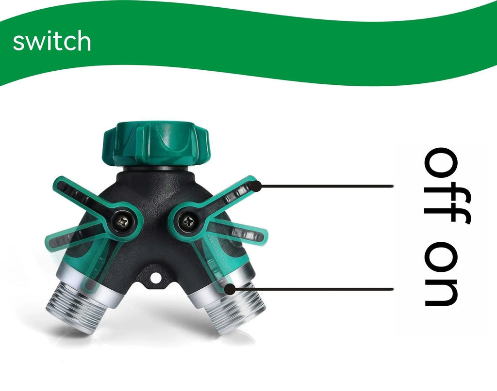 Copper finish zinc alloy garden hose splitter with ball valve control mechanism