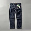Men's straight leg denim trousers in primary colour with American retro style and mid waist fit.