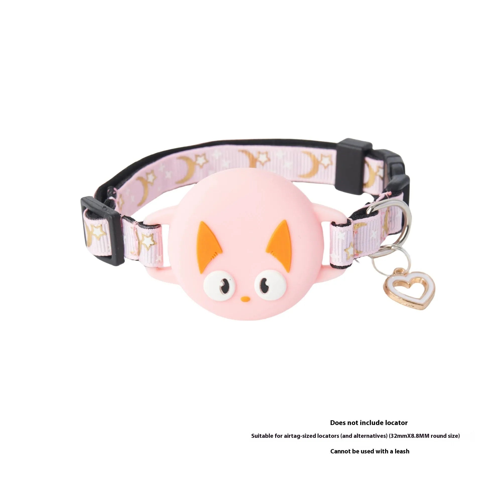 Silicone Apple AirTag protective case attached to an adjustable cat collar in light green.