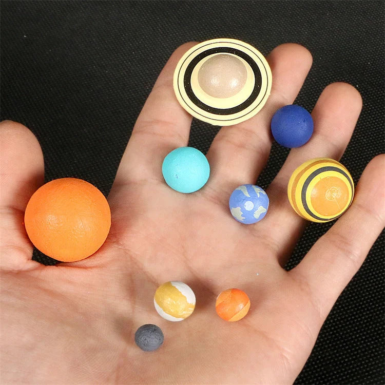 Wooden solar system model for educational and decorative use