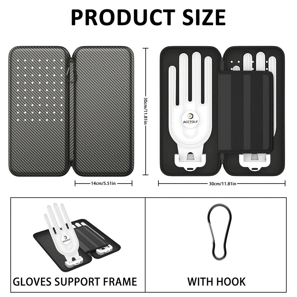 Silver grey golf double glove storage bag with two compartments and hanging brackets