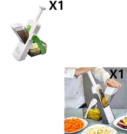 Multifunctional vegetable cutter with safety blade guard and multiple slicing options