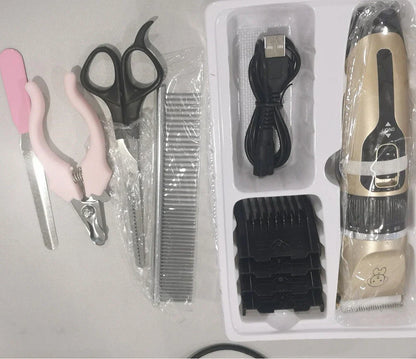 Dog hair clipper with ceramic blade and adjustable combs for precise grooming