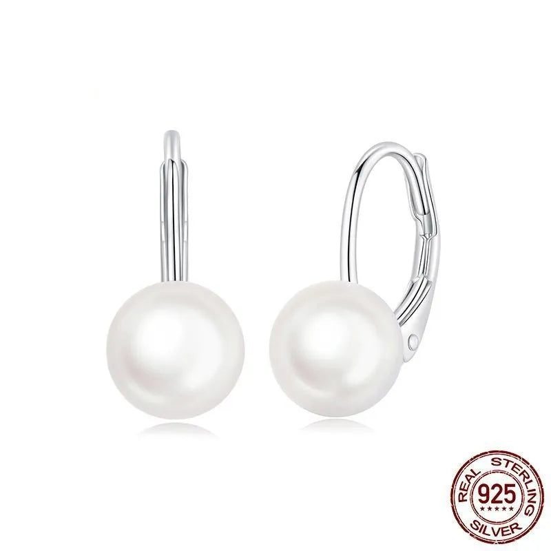 Pair of romantic pearl earrings made from S925 sterling silver with electroplated finish, BSE1214 colour