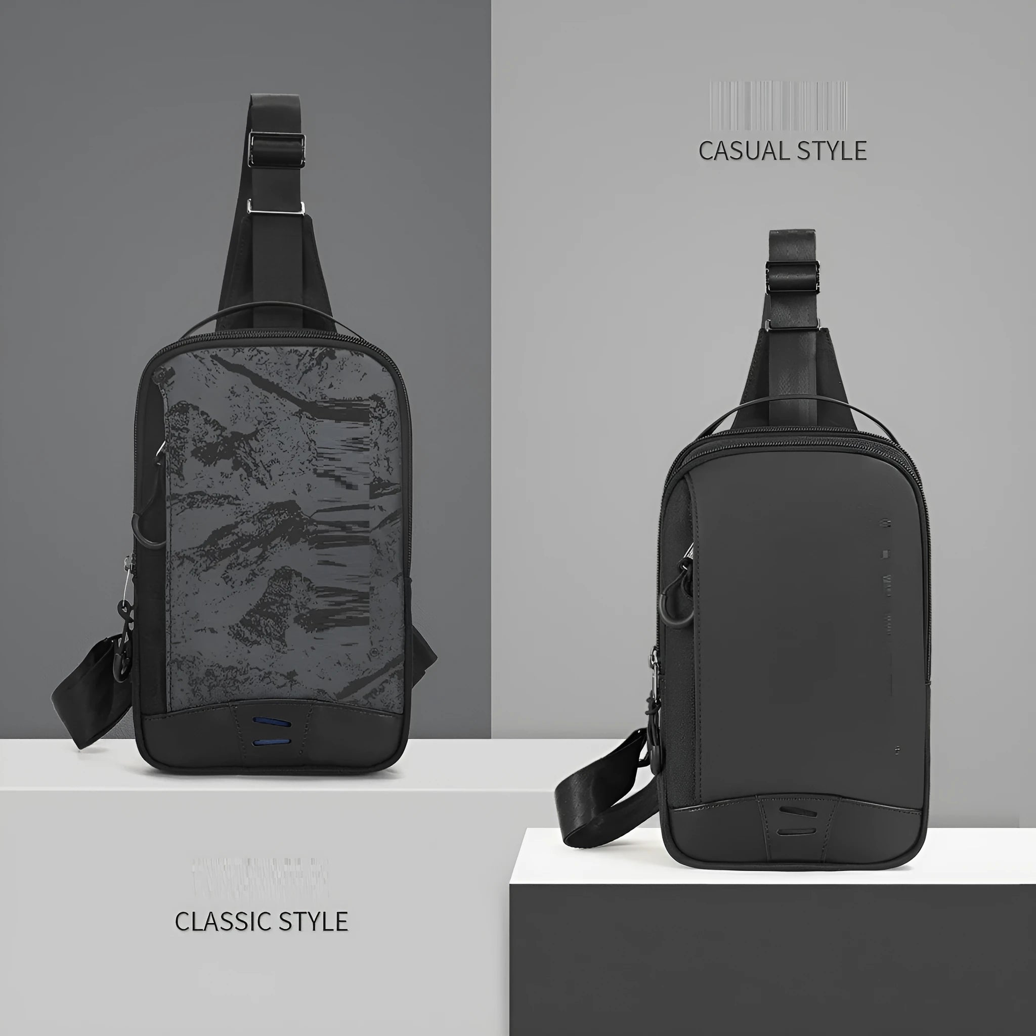 Casual black TPU camouflage chest bag with waterproof function and single shoulder strap
