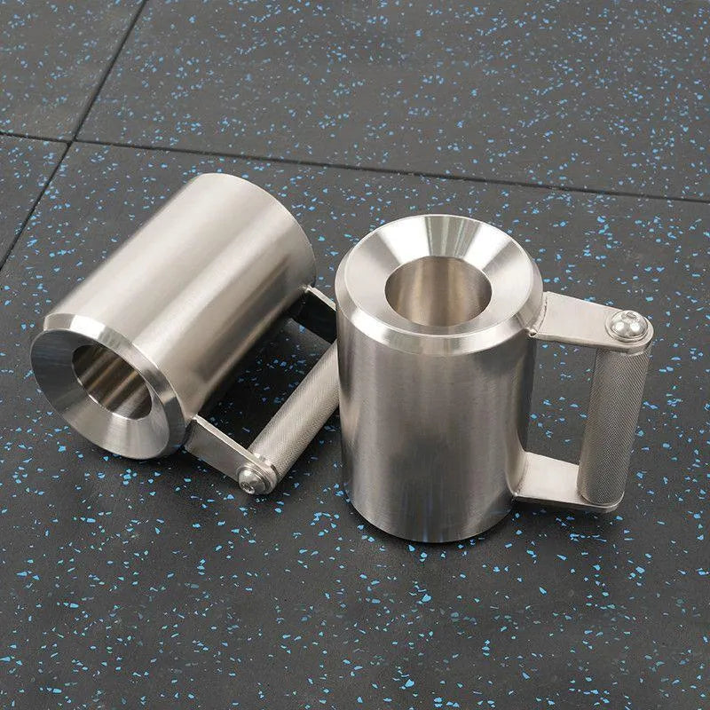 Silver stainless steel dumbbell cup with a cast iron core, 8kg weight for fitness training
