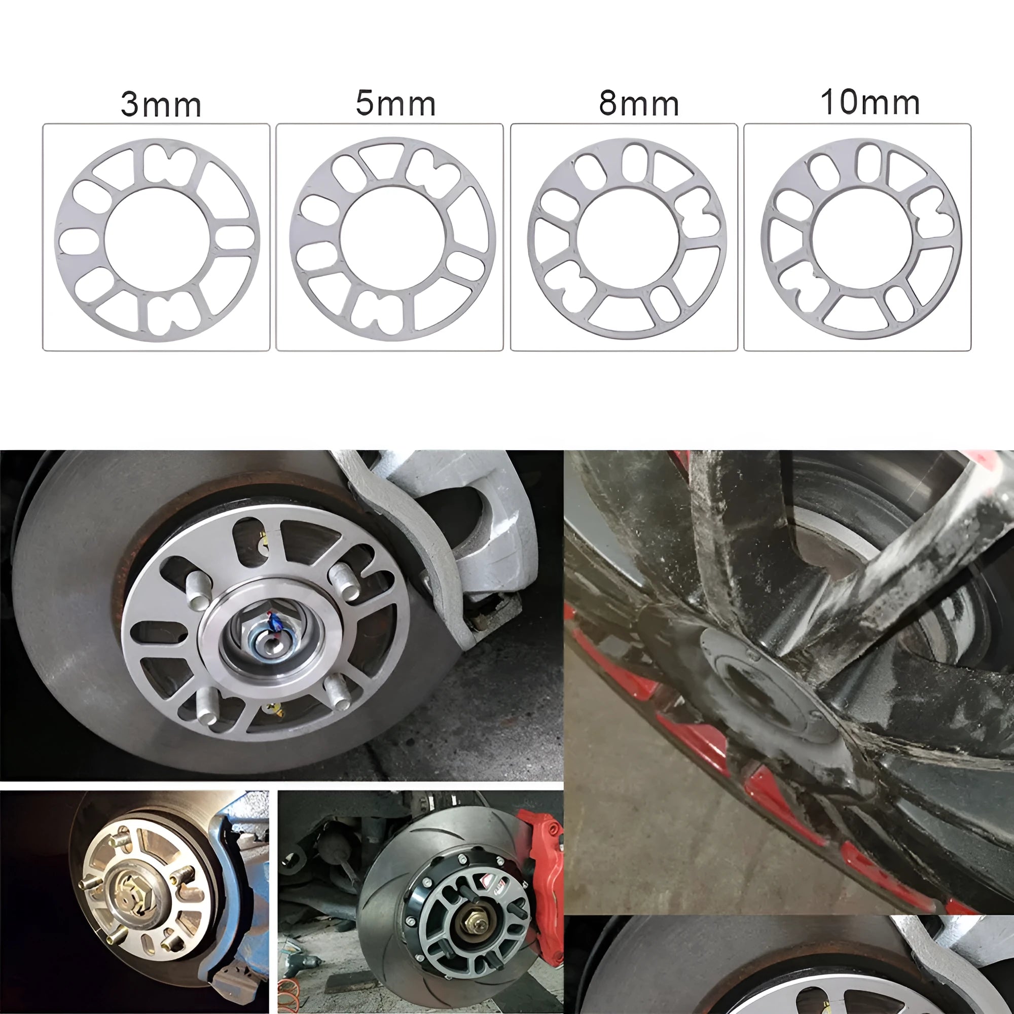 Automobile wheel hub widening gasket in 3mm, 5mm, 8mm and 10mm thickness options