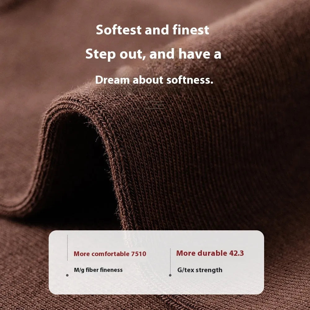 Men's mid-calf business socks in pure combed cotton showing solid colour options including army green, beige, black, and grey