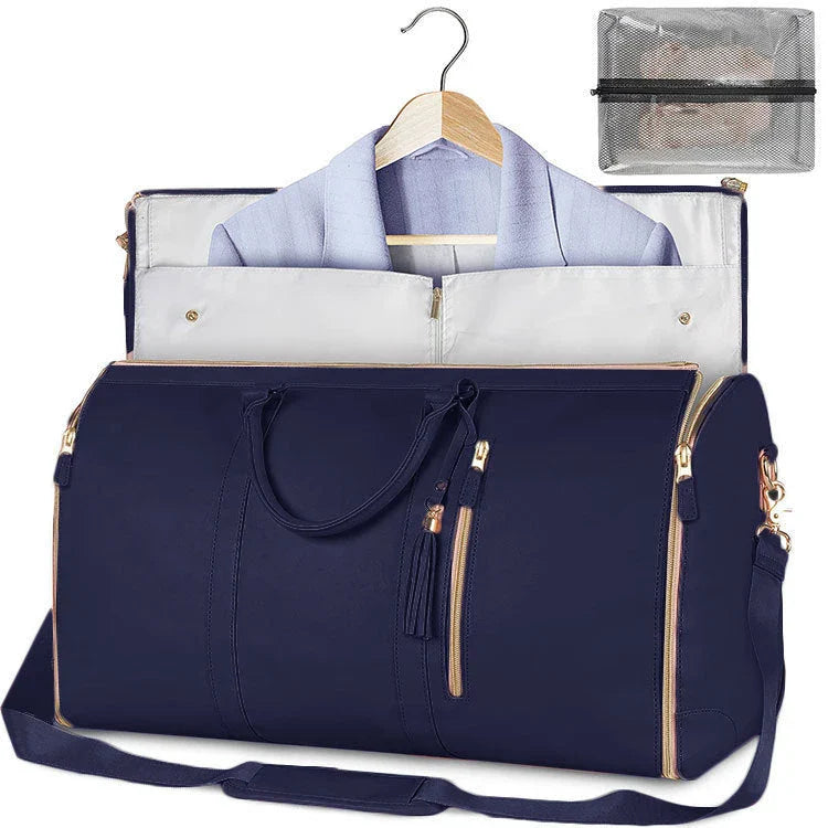 Spacious Travel Duffle Bag: Versatile Women's Handbag with Foldable Suit Compartment and Waterproof Design