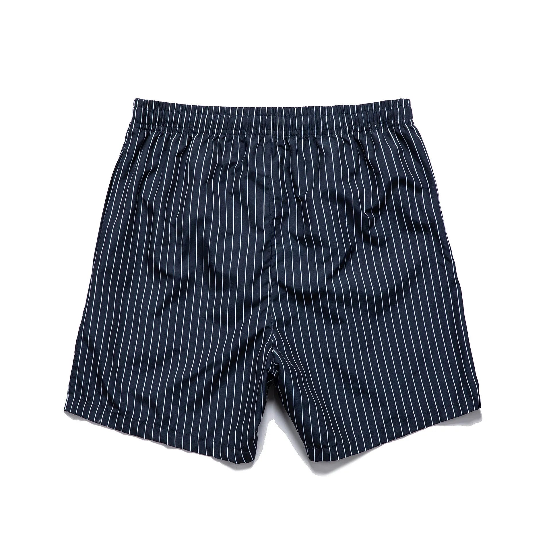 Men's striped casual shorts in polyester blend fabric with straight leg opening in light blue colour