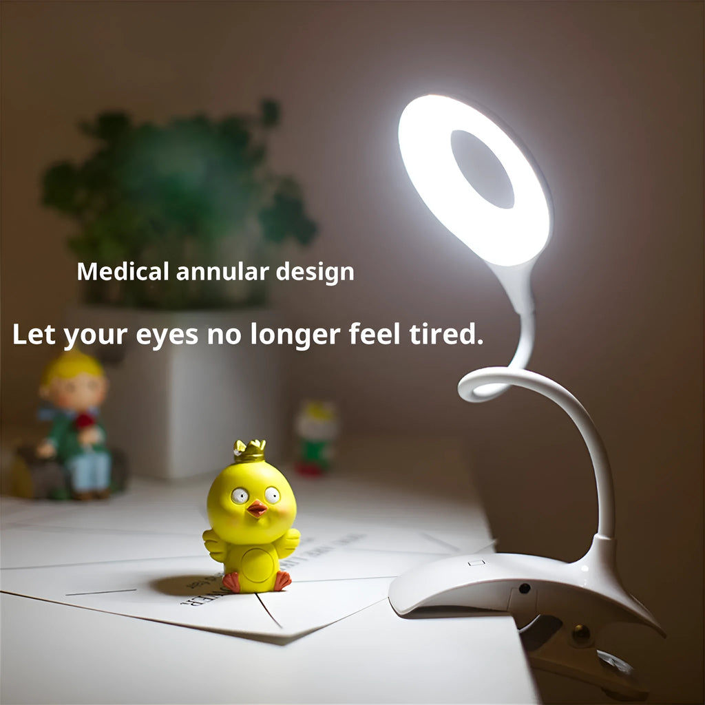 Creative shadowless desk lamp with clip, blue plastic body, USB cable, low voltage, for machine tool and reading