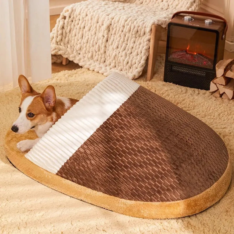 Blue dog nest sleeping bag with removable fleece lining for small medium dogs