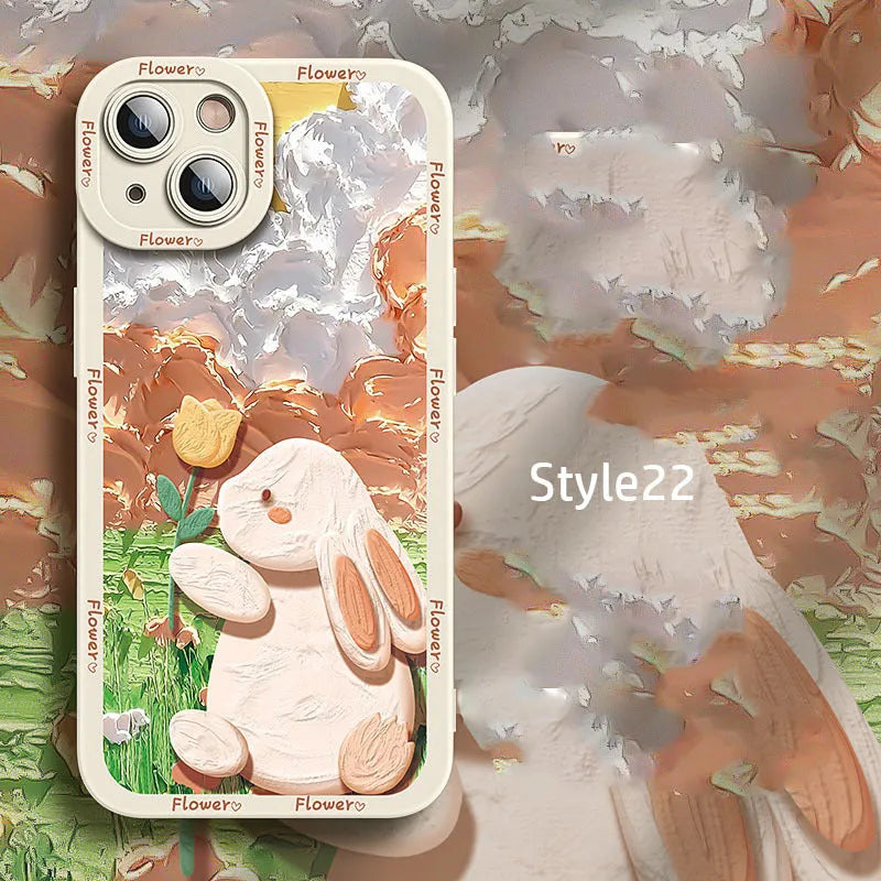Silicone cartoon mobile phone case for iPhone 14 with colourful style design and drop protection