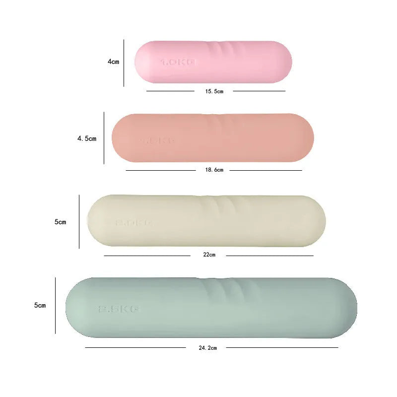 Silicone edged non-slip hand-drawn yoga dumbbell stick in various colours and weights for fitness training