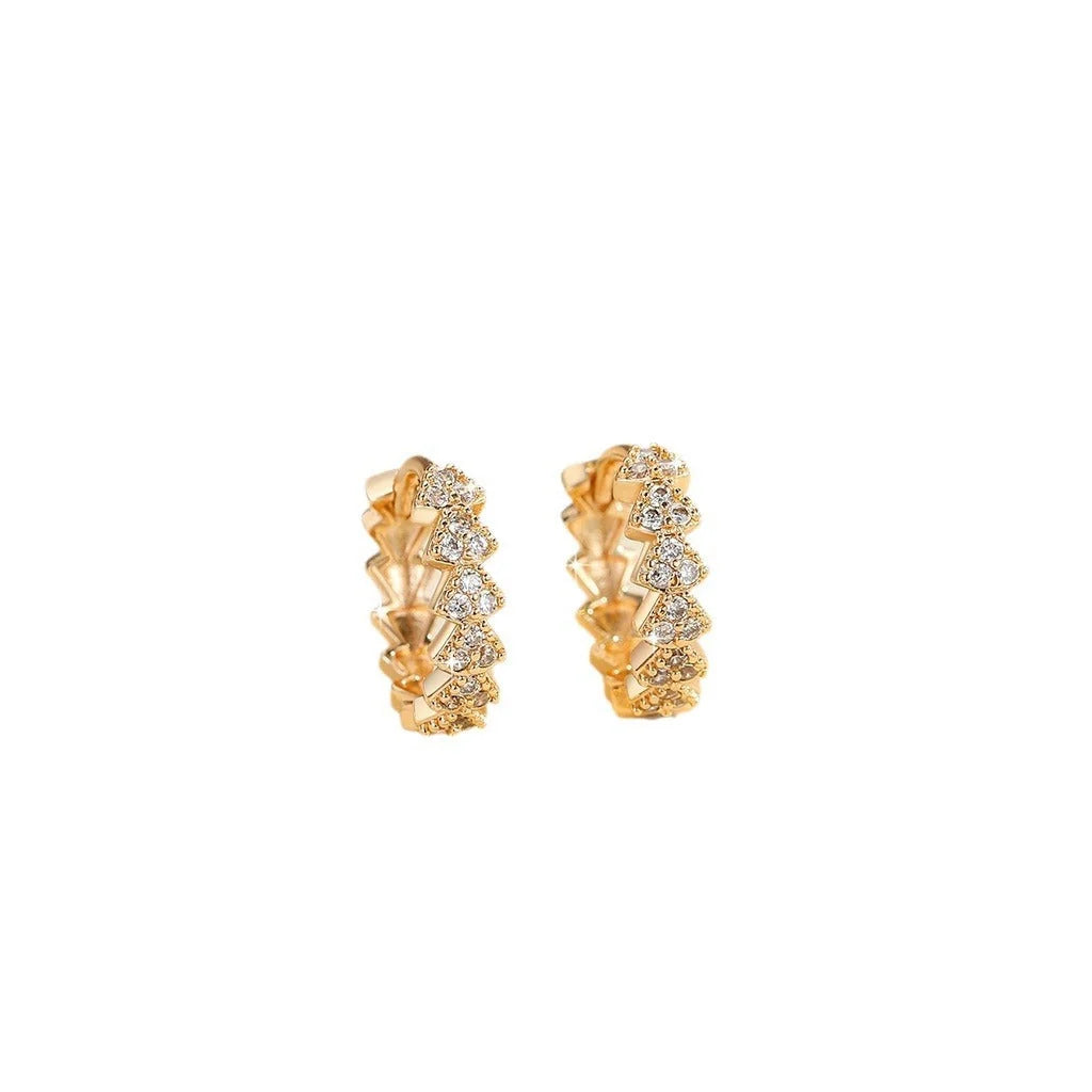 Copper-plated gold inlaid zircon stud earrings for women, YN007 colour