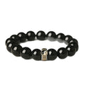 Black stone single ring bracelet for men and women, manual processing, 10mm or 12mm bead size, unisex style