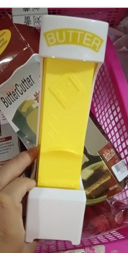 Yellow Stick Butter Cutter with stainless steel blades for easy slicing