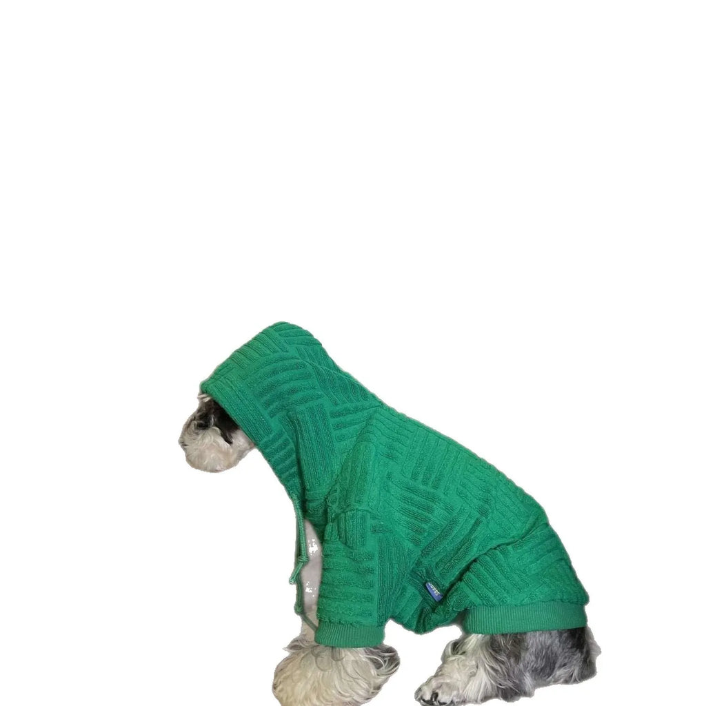Green hooded polyester sweater for small dogs and cats, sizes S to XXL