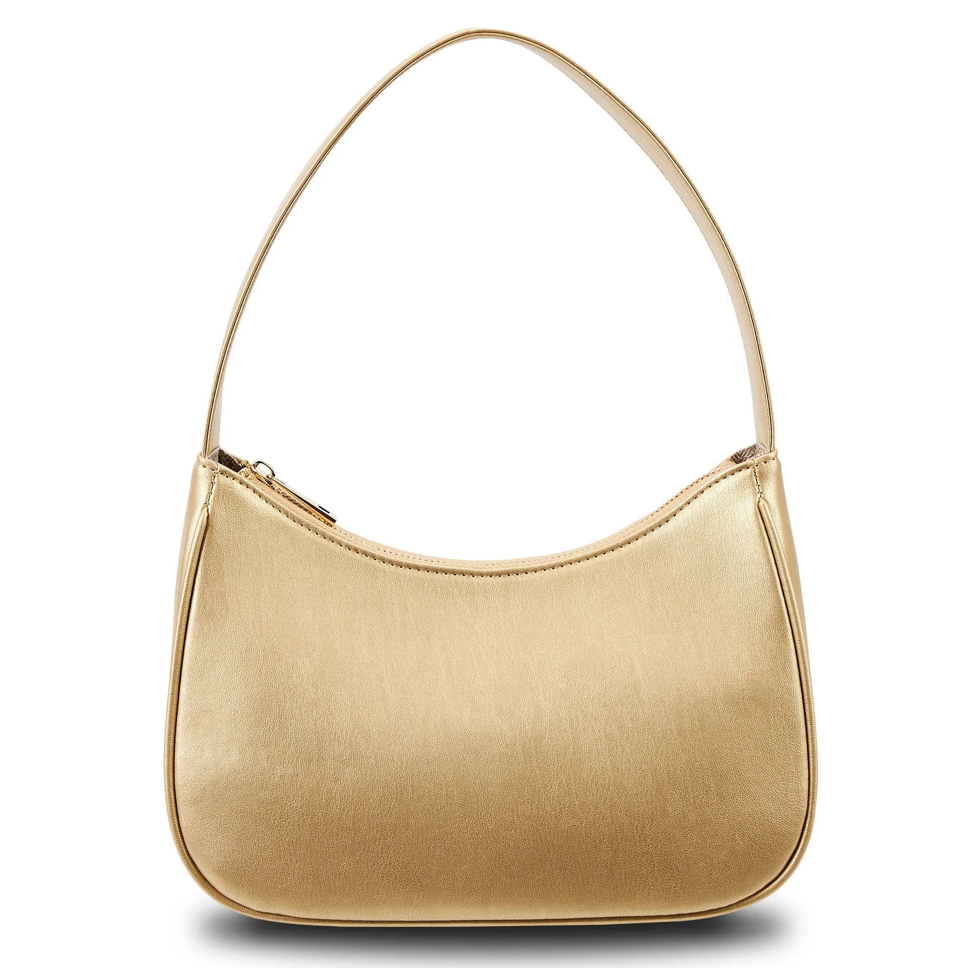 Simple retro waterproof PU shoulder bag shown in apricot colour with shoulder strap