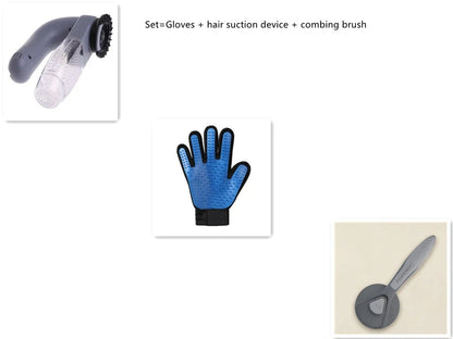 Ergonomic pet grooming brush in mint green, cherry blossom powder, and gentleman grey