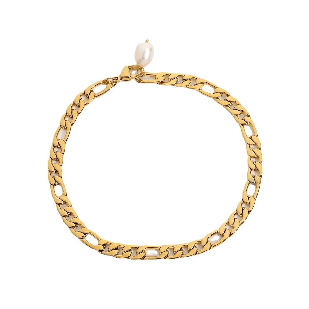 18K gold plated stainless steel anklet with 29.5cm chain and 8.75mm width