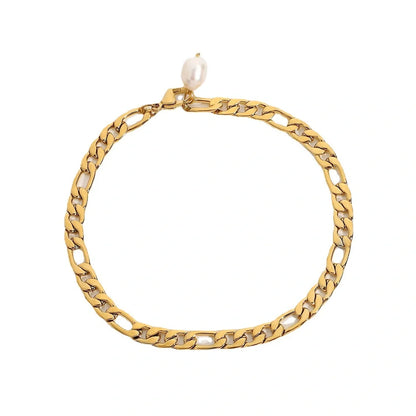 18K gold plated stainless steel anklet with 29.5cm chain and 8.75mm width