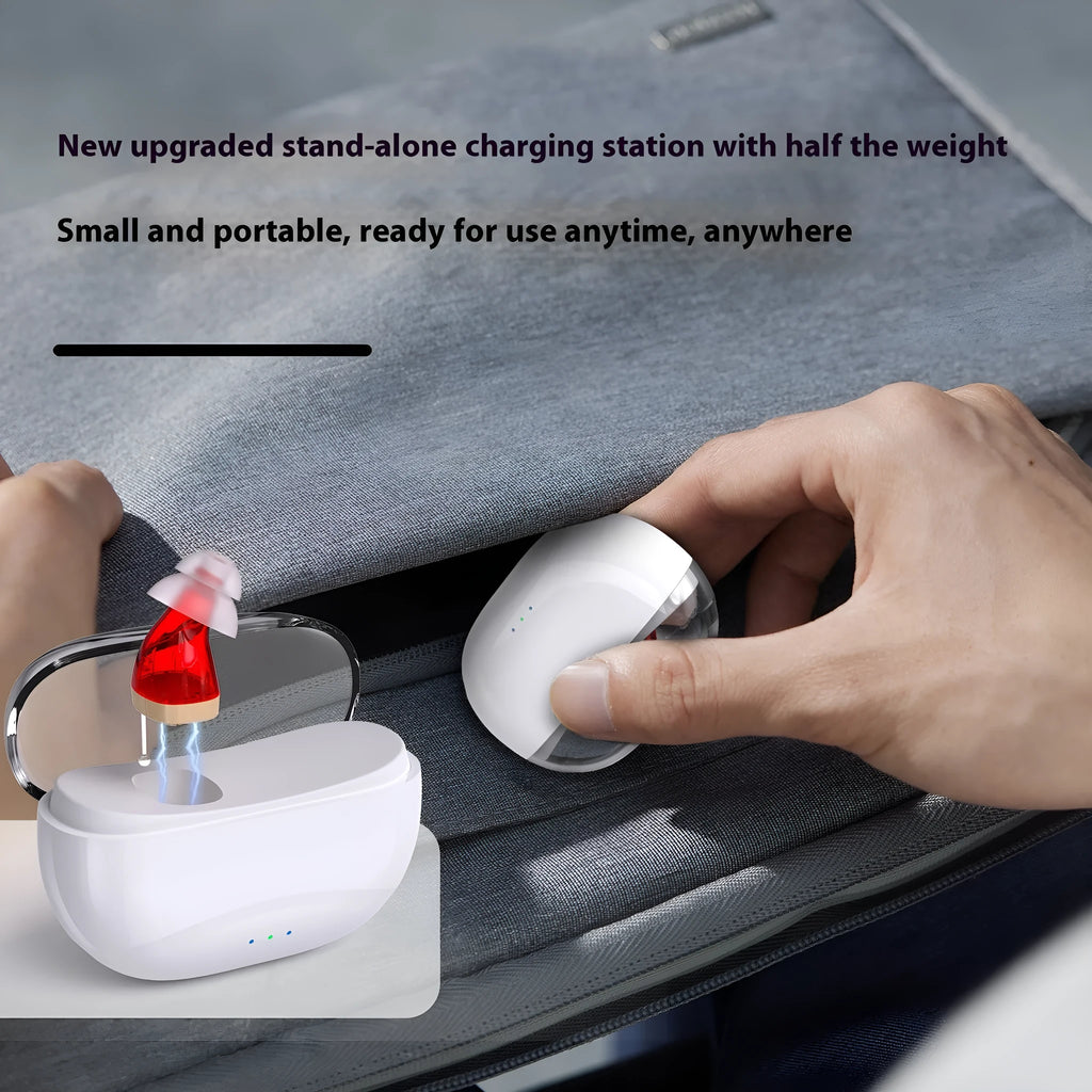 Digital hearing aid for elderly invisible noise reduction Type-C rechargeable red colour single machine