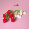 Handmade wool crochet strawberry pendant necklace with 35cm chain in pink or red colour