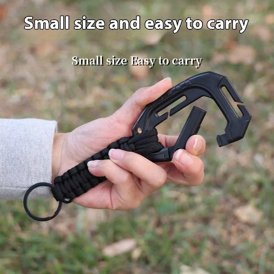 Outdoor mountaineering woven D-shaped plastic hook in black colour