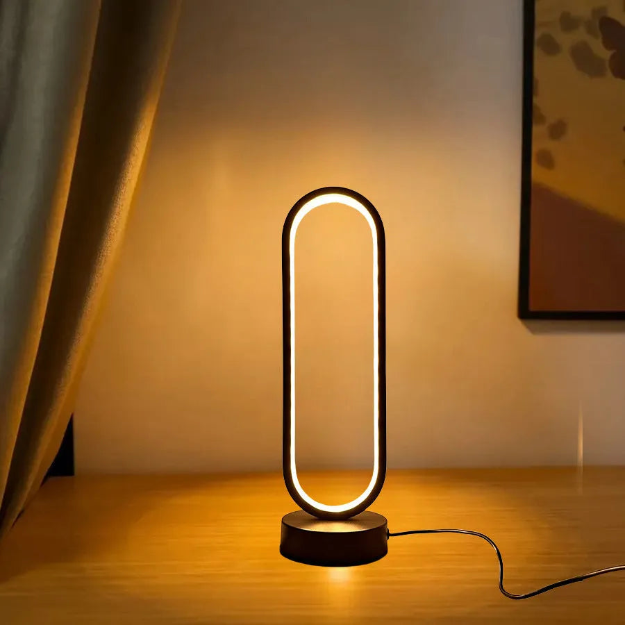 USB LED night lamp ring dimming black white acrylic iron 32 cm decorative wall light
