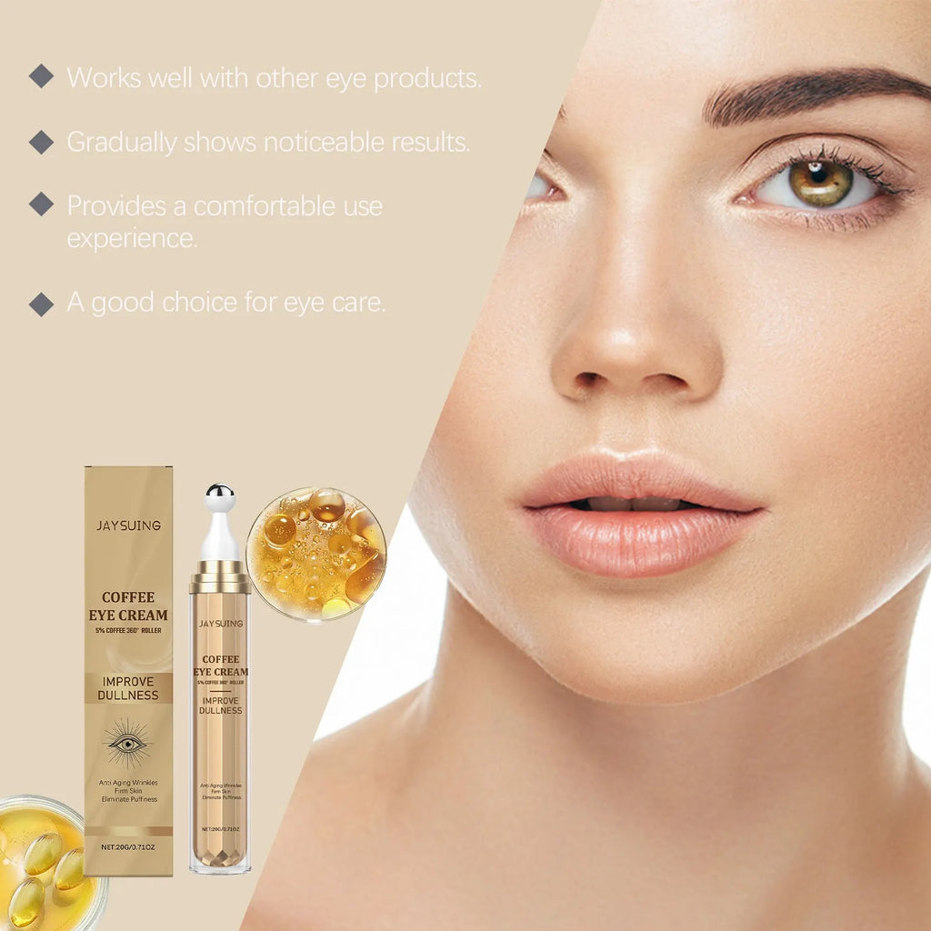 20g pump bottle of caffeine firming eye cream with coffee extract and hyaluronic acid
