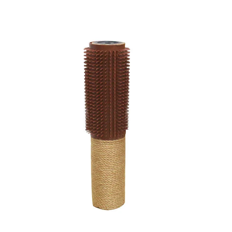 Brown cylindrical sisal scratching post for cats measuring 30cm tall with 5.8cm diameter