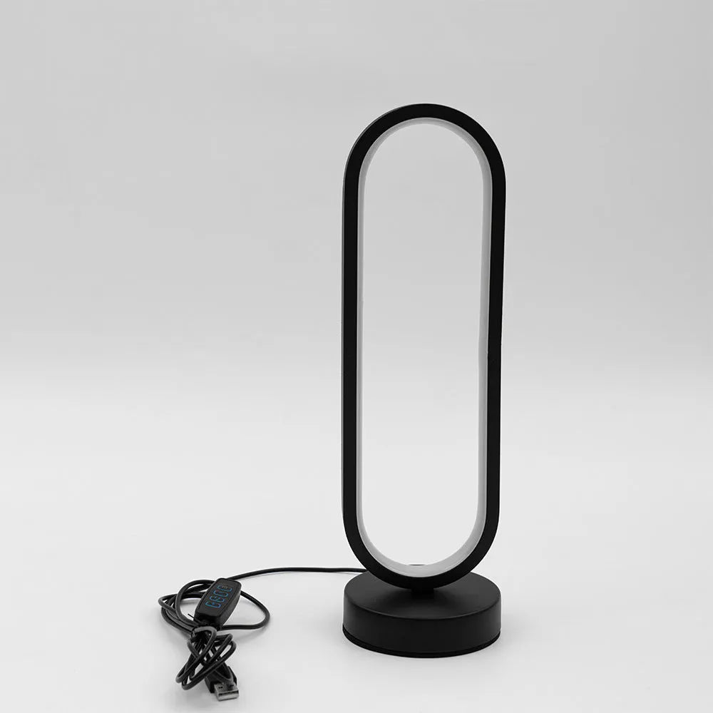 USB LED night lamp ring dimming black white acrylic iron 32 cm decorative wall light