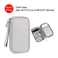 Multifunctional data cable storage bag in black double layer 19x11x5.5cm with power bank and cables inside