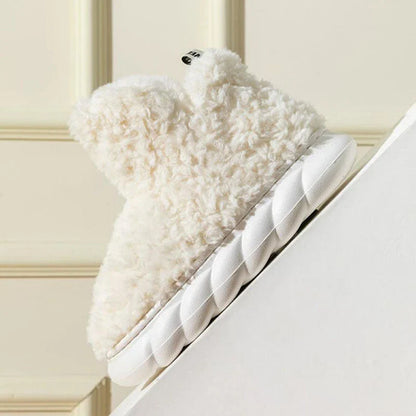 Cozy high-heel plush slippers in various colors for indoor and outdoor wear