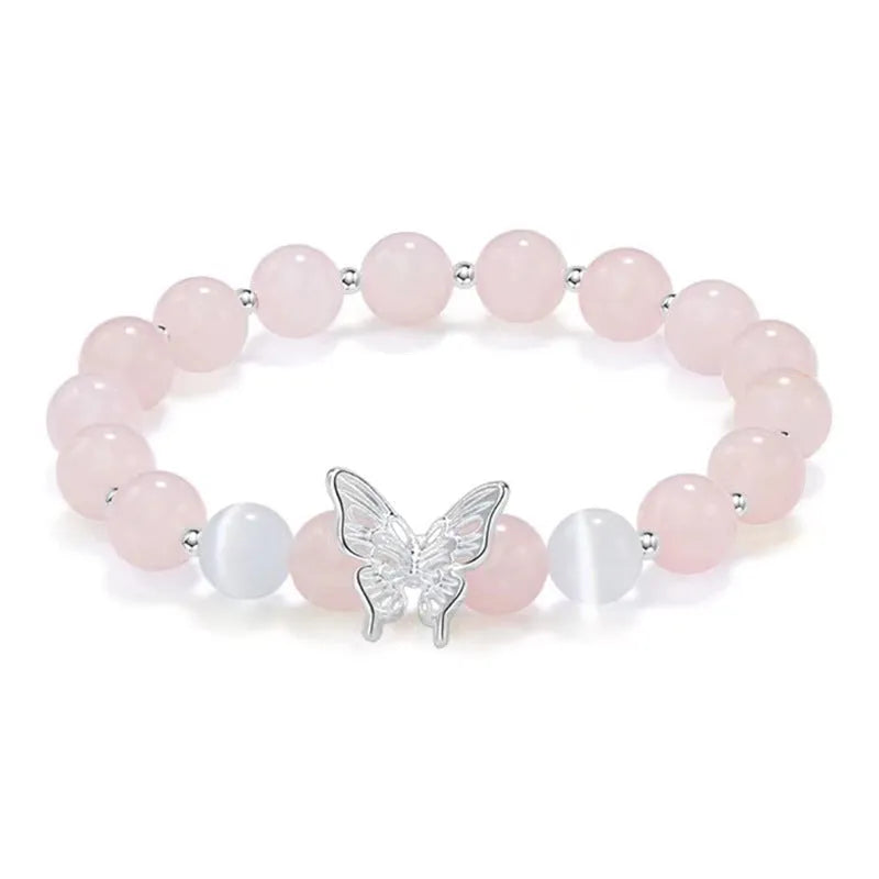 Women's crystal cat eye bracelet with butterfly charm and bow design in princess style