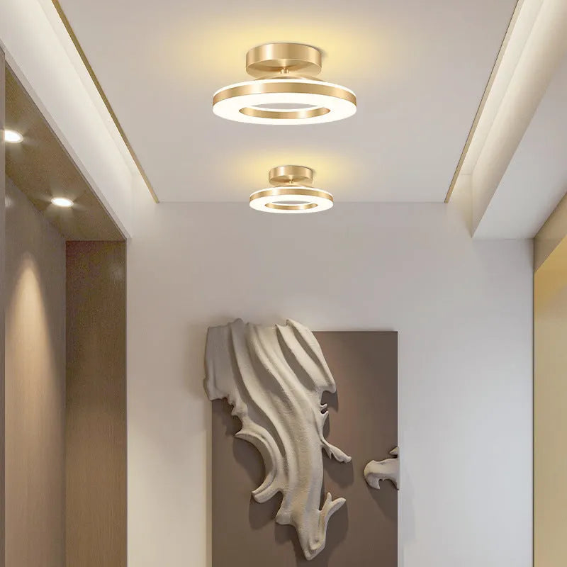 Modern minimalist ring ceiling lamp LED in white finish, 20cm diameter for hallway use