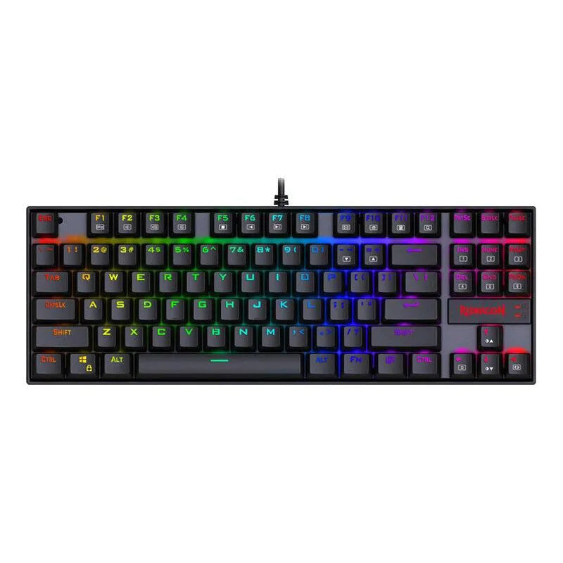 Monochrome luminous wired mechanical gaming keyboard set with green axis switches, aluminium alloy frame, black finish, includes mouse, mouse pad, and headphones
